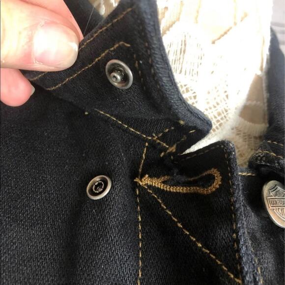 Harley Davidson vintage denim black jacket Ladies cotton size small - Picture 10 of 13